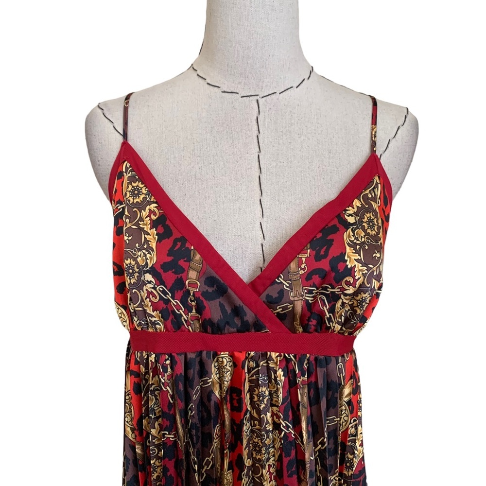 Vintage Y2K Baby Phat Baby Doll Slip Dress Gold Chain Leopard Print Hip Hop Med - Picture 3 of 10
